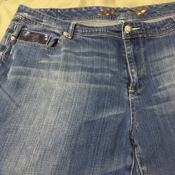 Seven 7 Plus Size Sequined Pockets Medium Wash Bootcut Jeans - Picture 8 of 11